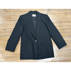 Vintage PENDLETON Black Petite Suit Blazer 100% Virgin Wool - Size 8
